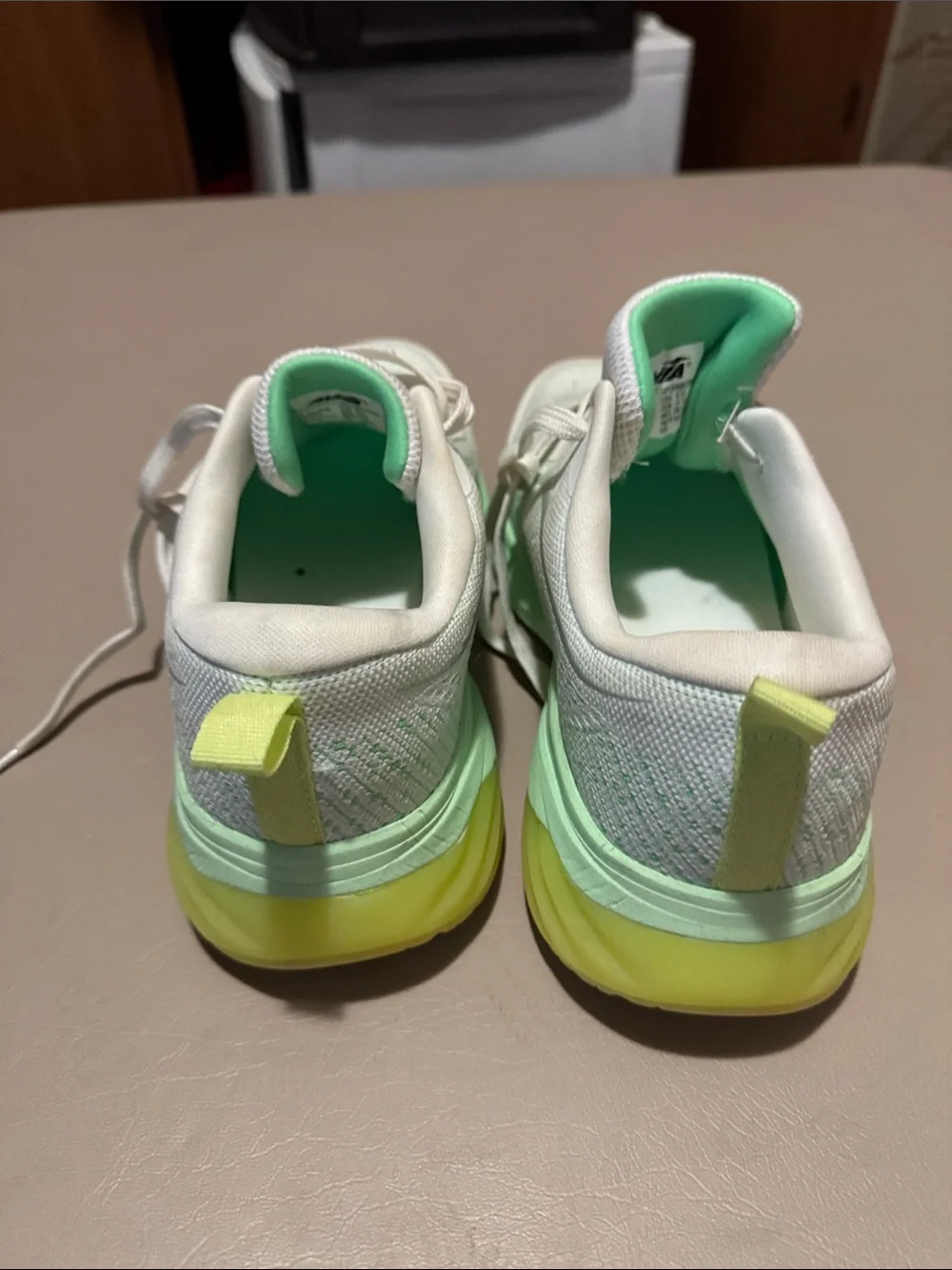 Avia Women's Mint Green and White Lace-Up Sneakers with Yellow Toe Accent - Picture 3 of 7